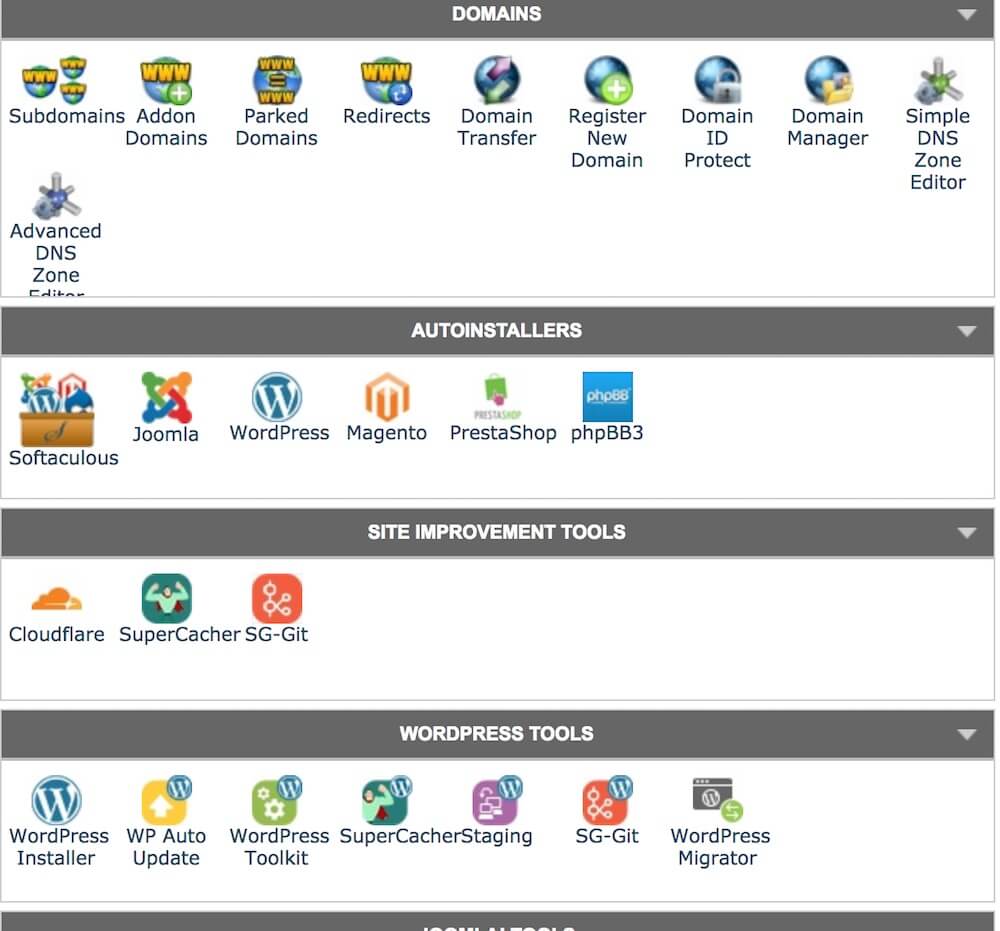 siteground后台界面