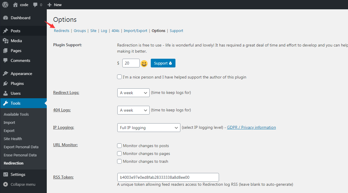 wordpress 301 plugin redirection