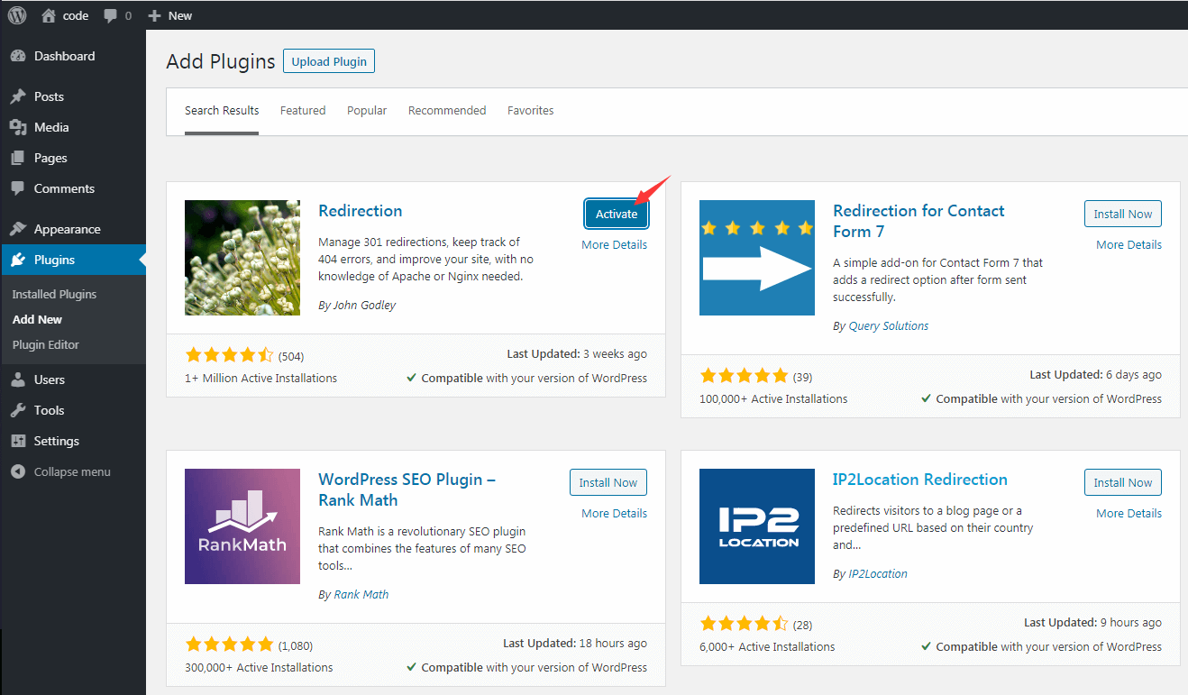 wordpress 301 plugin redirection