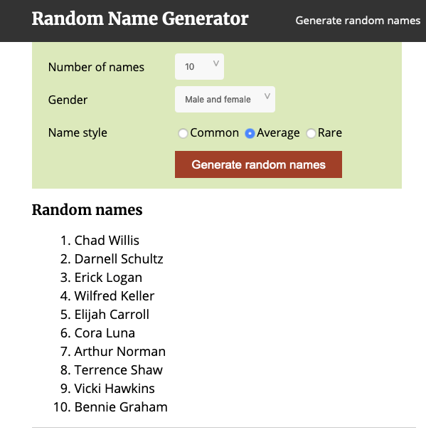 best fake name generator
